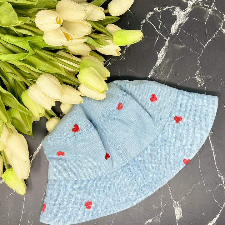 Tiny Heart Denim Bucket - Bachelorette Party Hats!