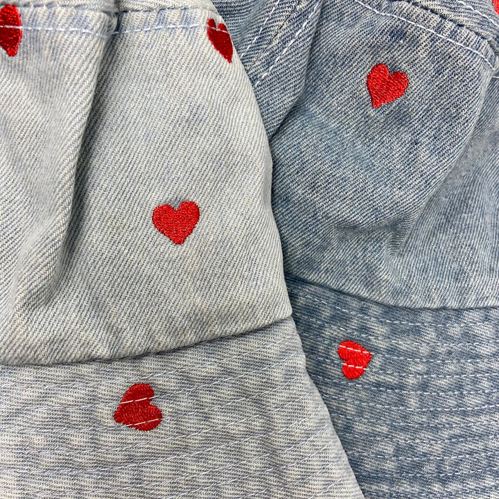 Tiny Heart Denim Bucket - Bachelorette Party Hats!