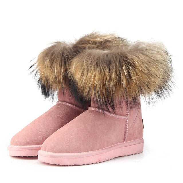 Women's Fox Fur Snow Boots